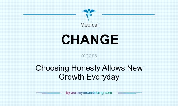 What does CHANGE mean? It stands for Choosing Honesty Allows New Growth Everyday