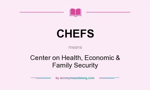 What does CHEFS mean? It stands for Center on Health, Economic & Family Security