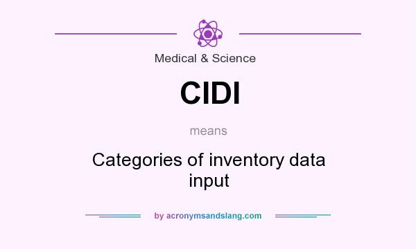 What does CIDI mean? It stands for Categories of inventory data input