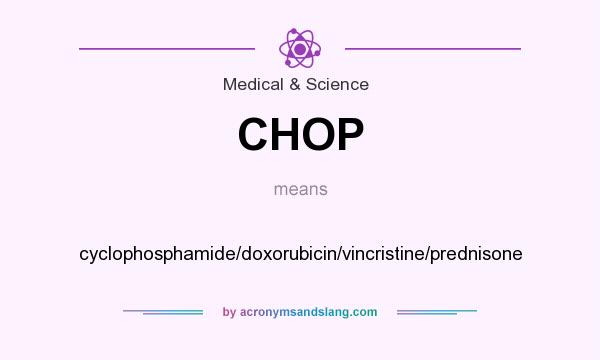 What does CHOP mean? It stands for cyclophosphamide/doxorubicin/vincristine/prednisone