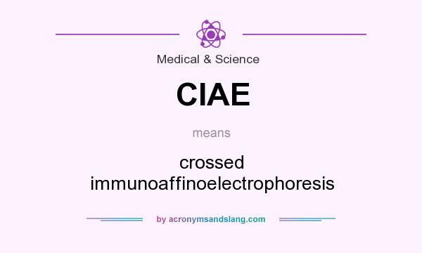 What does CIAE mean? It stands for crossed immunoaffinoelectrophoresis