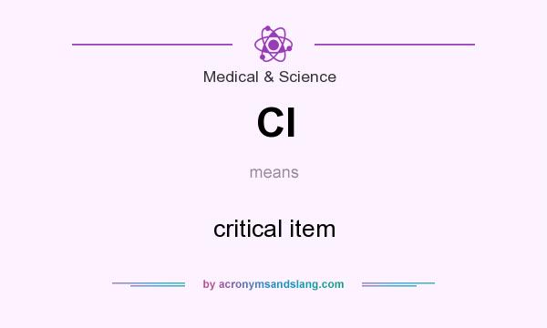 What does CI mean? It stands for critical item