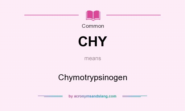 What does CHY mean? It stands for Chymotrypsinogen