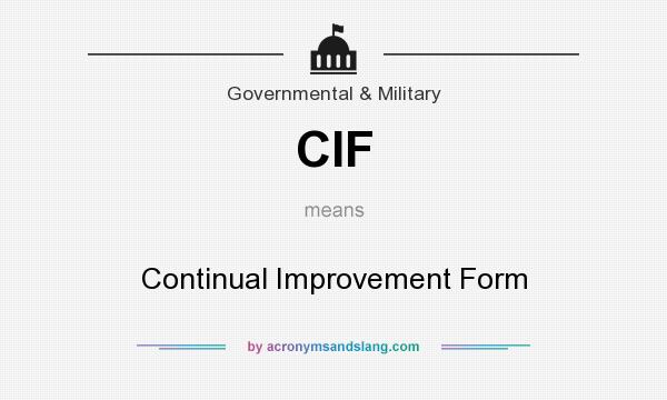 What does CIF mean? It stands for Continual Improvement Form
