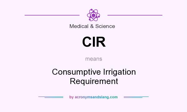 What does CIR mean? It stands for Consumptive Irrigation Requirement