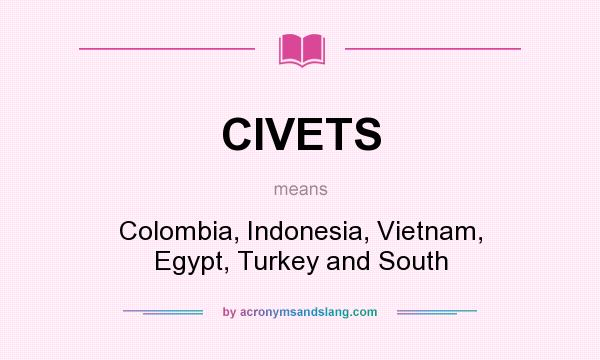 What does CIVETS mean? It stands for Colombia, Indonesia, Vietnam, Egypt, Turkey and South