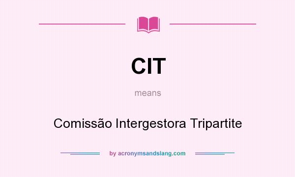 What does CIT mean? It stands for Comissão Intergestora Tripartite