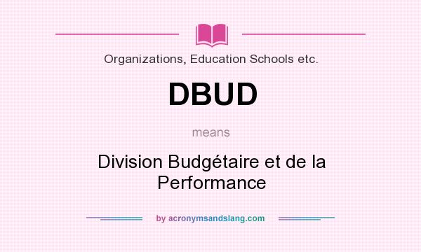 What does DBUD mean? It stands for Division Budgétaire et de la Performance