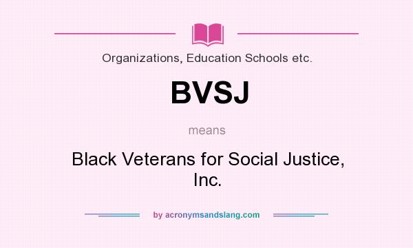 What does BVSJ mean? It stands for Black Veterans for Social Justice, Inc.