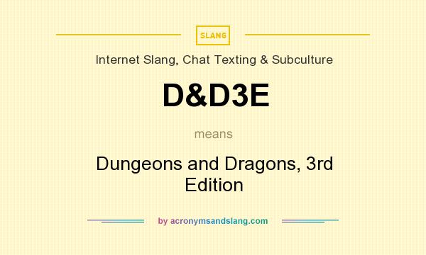 What does D&D3E mean? It stands for Dungeons and Dragons, 3rd Edition