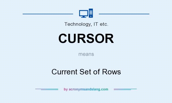 What does CURSOR mean? It stands for Current Set of Rows