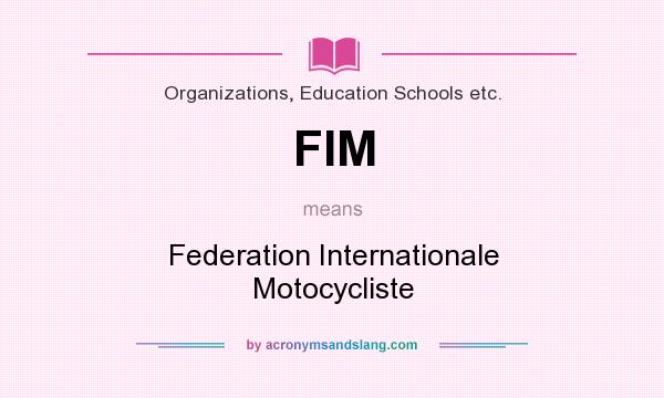What does FIM mean? It stands for Federation Internationale Motocycliste
