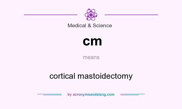 What does cm mean? It stands for cortical mastoidectomy