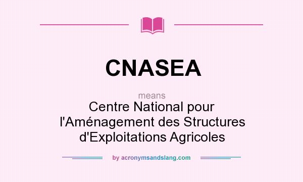What does CNASEA mean? It stands for Centre National pour l`Aménagement des Structures d`Exploitations Agricoles