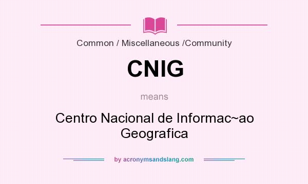 What does CNIG mean? It stands for Centro Nacional de Informac~ao Geografica
