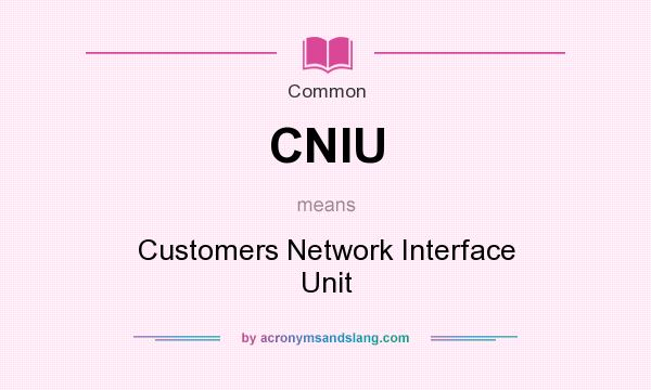 What does CNIU mean? It stands for Customers Network Interface Unit