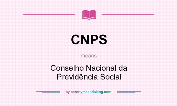 What does CNPS mean? It stands for Conselho Nacional da Previdência Social