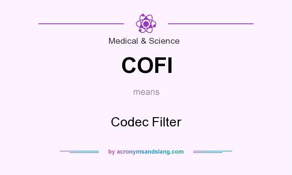 What does COFI mean? It stands for Codec Filter