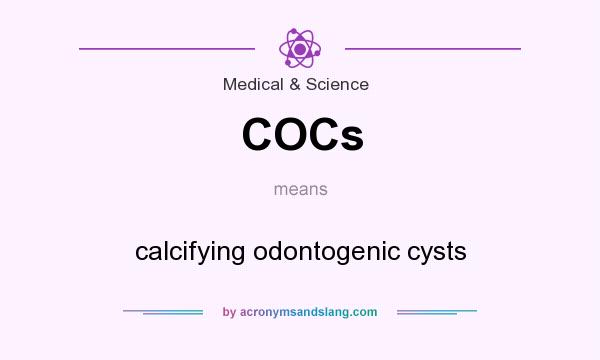 What does COCs mean? It stands for calcifying odontogenic cysts