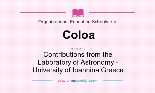 What does CoIoa mean? It stands for Contributions from the Laboratory of Astronomy - University of Ioannina Greece