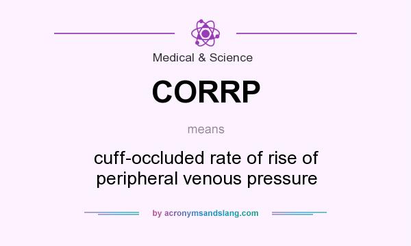 What does CORRP mean? It stands for cuff-occluded rate of rise of peripheral venous pressure