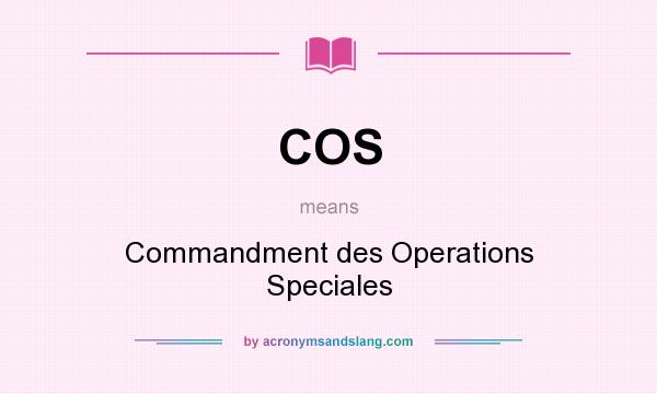 What does COS mean? It stands for Commandment des Operations Speciales