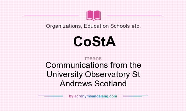 What does CoStA mean? It stands for Communications from the University Observatory St Andrews Scotland