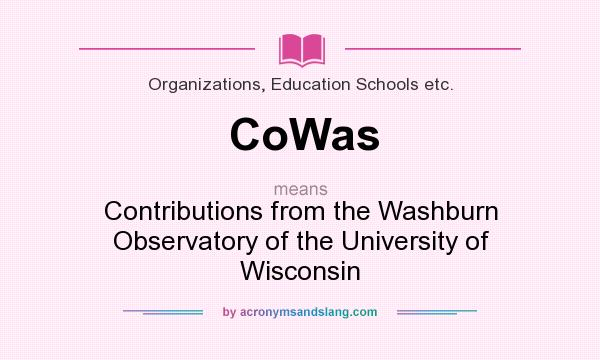 What does CoWas mean? It stands for Contributions from the Washburn Observatory of the University of Wisconsin