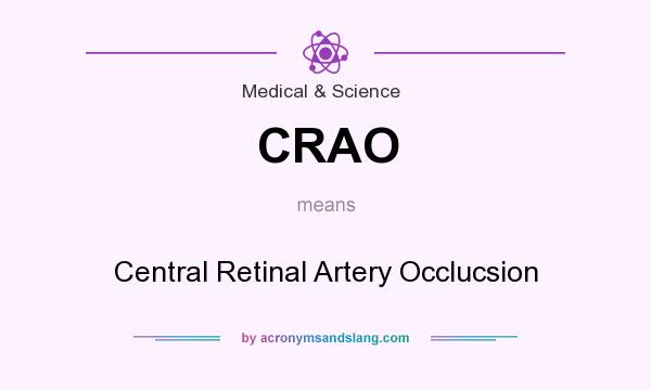 What does CRAO mean? It stands for Central Retinal Artery Occlucsion
