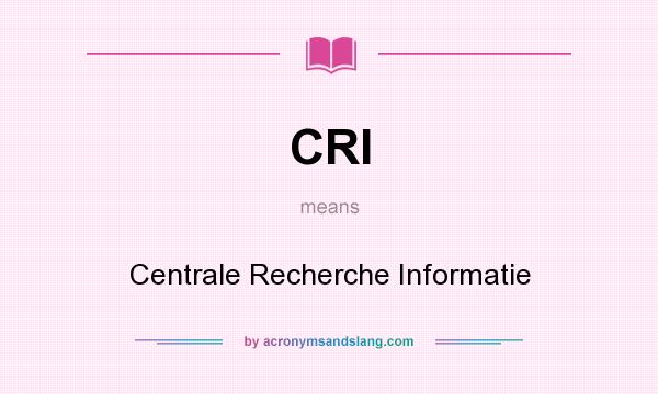 What does CRI mean? It stands for Centrale Recherche Informatie