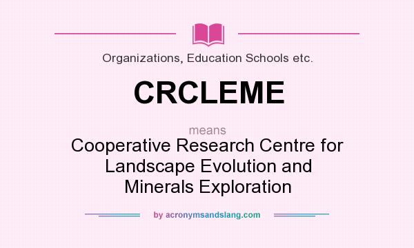 What does CRCLEME mean? It stands for Cooperative Research Centre for Landscape Evolution and Minerals Exploration