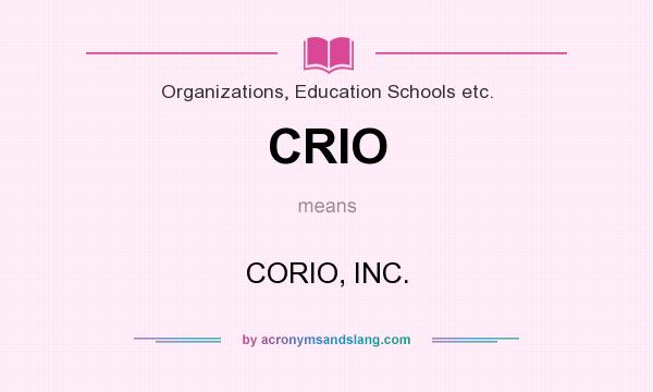 What does CRIO mean? It stands for CORIO, INC.