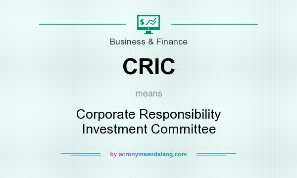 What does CRIC mean? It stands for Corporate Responsibility Investment Committee