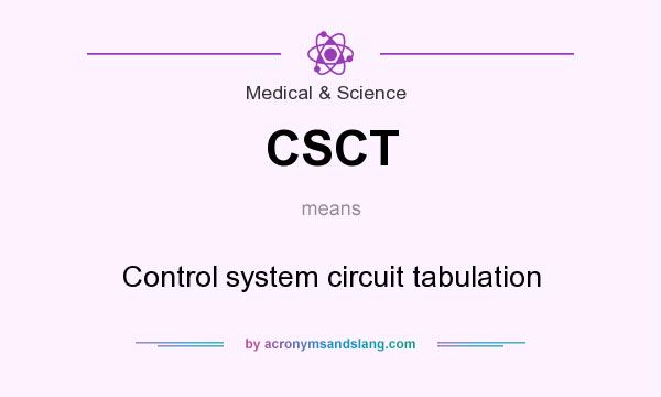 What does CSCT mean? It stands for Control system circuit tabulation