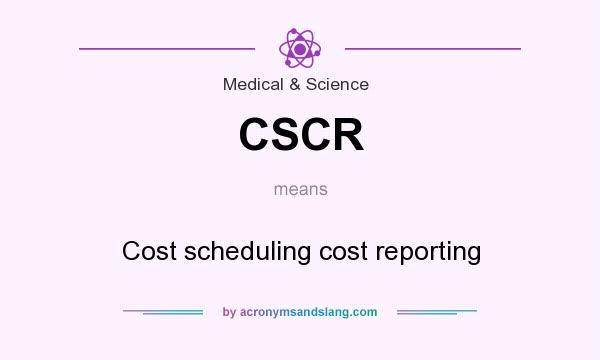 What does CSCR mean? It stands for Cost scheduling cost reporting