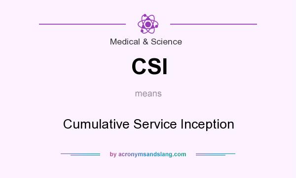 What does CSI mean? It stands for Cumulative Service Inception