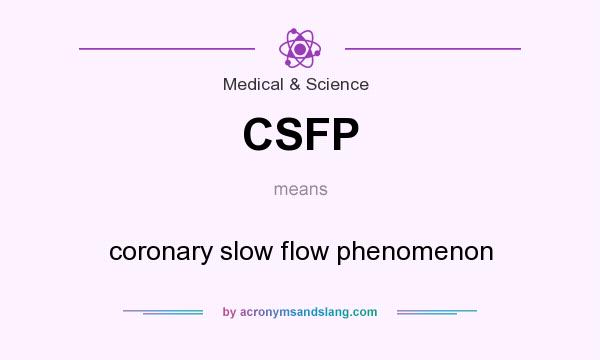 What does CSFP mean? It stands for coronary slow flow phenomenon