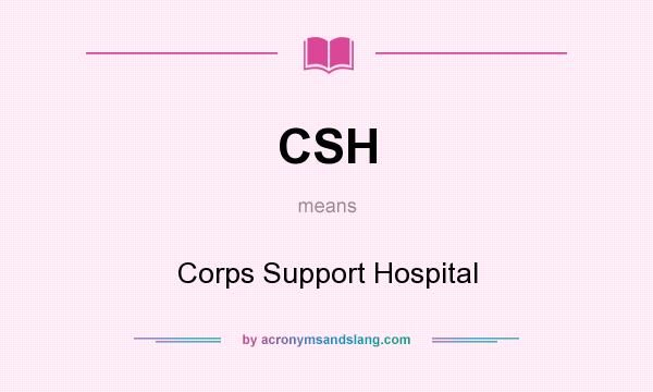 What does CSH mean? It stands for Corps Support Hospital