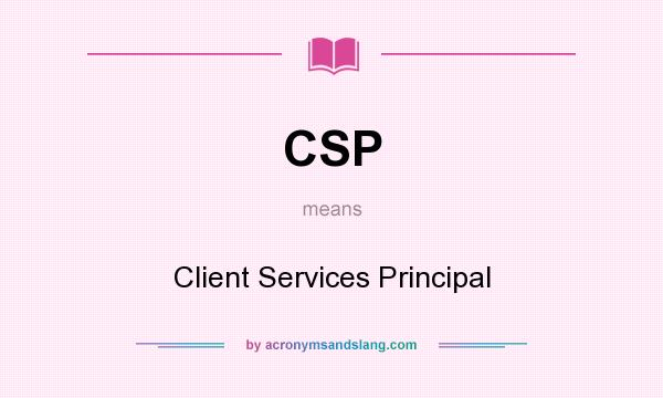 What does CSP mean? It stands for Client Services Principal