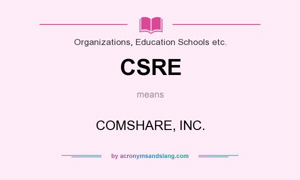 What does CSRE mean? It stands for COMSHARE, INC.