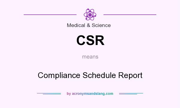 What does CSR mean? It stands for Compliance Schedule Report