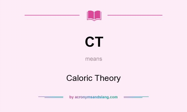 What does CT mean? It stands for Caloric Theory