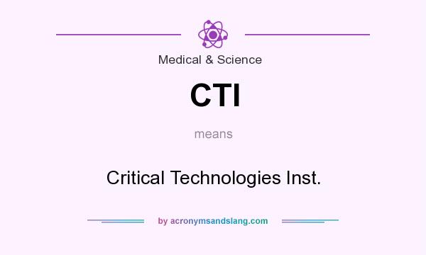 What does CTI mean? It stands for Critical Technologies Inst.