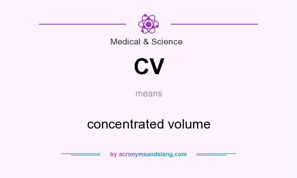 What does CV mean? It stands for concentrated volume