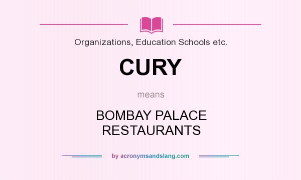 What does CURY mean? It stands for BOMBAY PALACE RESTAURANTS