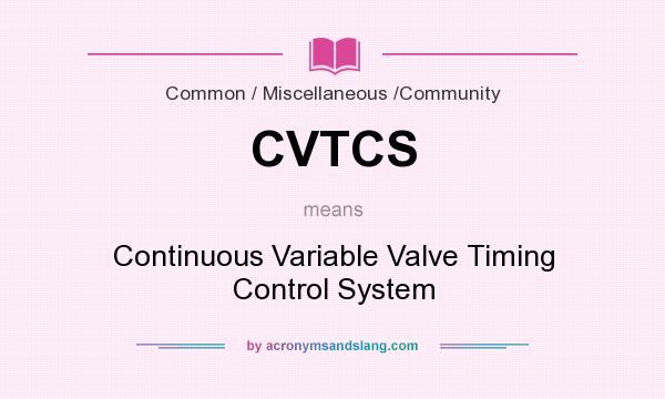 What does CVTCS mean? It stands for Continuous Variable Valve Timing Control System