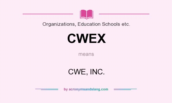 What does CWEX mean? It stands for CWE, INC.