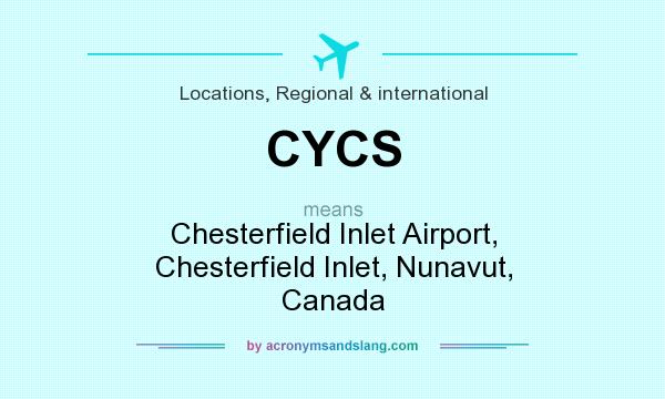 What does CYCS mean? It stands for Chesterfield Inlet Airport, Chesterfield Inlet, Nunavut, Canada