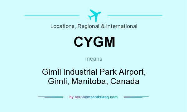 What does CYGM mean? It stands for Gimli Industrial Park Airport, Gimli, Manitoba, Canada