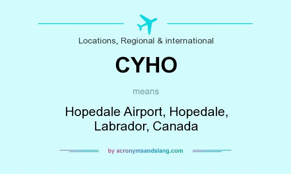 What does CYHO mean? It stands for Hopedale Airport, Hopedale, Labrador, Canada